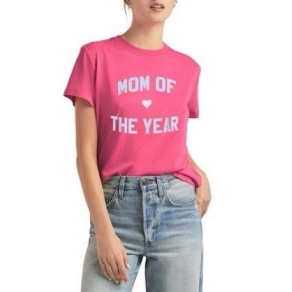 Favorite Daughter Tops - Favorite Daughter “Mom Of The Year” Crewneck T-Shirt in Pink, Size XS, NEW